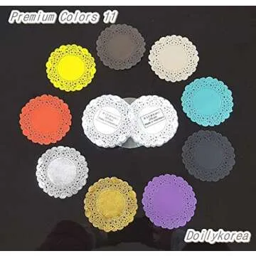 Doilykorea- 250pcs Premium 3.5 inch Round Lace paper doilies- Non-Dust, Clean Cut, Simple design: Party/Gift/for Cake Crafts/Home Decoration Weddings Table settings Placemat [3.5", pure White]