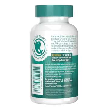 OVEGA-3 Plant-Based Omega-3 from Algal Oil Daily Supplement, 500mg, Supports Brain, Eye & Heart Heal...