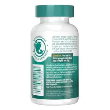 OVEGA-3 Plant-Based Omega-3 from Algal Oil Daily Supplement, 500mg, Supports Brain, Eye & Heart Heal...