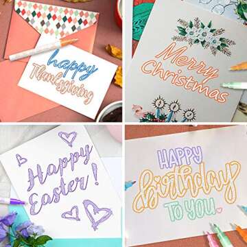 8 Color Shimmer Outline Markers Set for Crafting