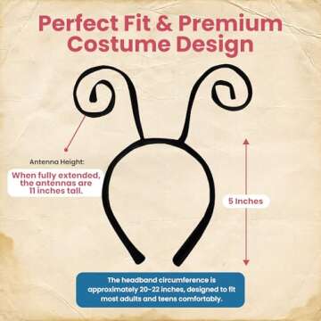 Nicky Bigs Novelties Black Velvet Bug Antenna Headband - Ladybug Accessories Insect Costume - Bee, Ant, Beatle, Caterpiller, Butterfly Hair Band Halloween Accessories - Unisex Adult One Size