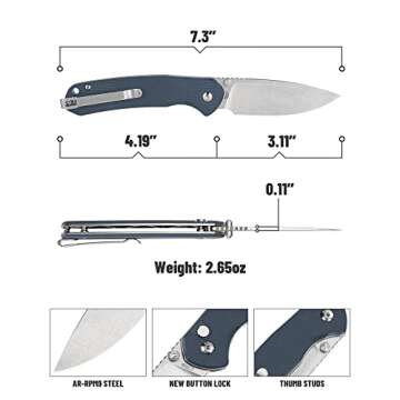 CJRB Folding Knife Pyrite EDC Pocket Knife with Clip