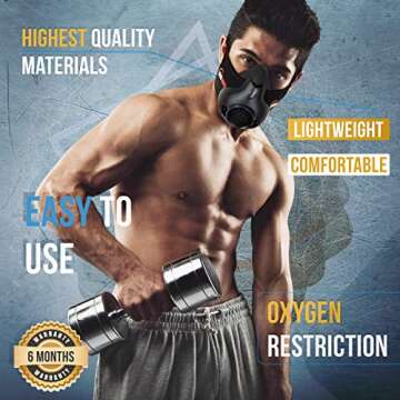 Yafeh Sports Workout Mask - High Altitude Simulation For Breathing Resistance Training - Increase Your Stamina for Running, Biking, and HIIT Cardio Fitness Workouts - 16 Breathing Levels