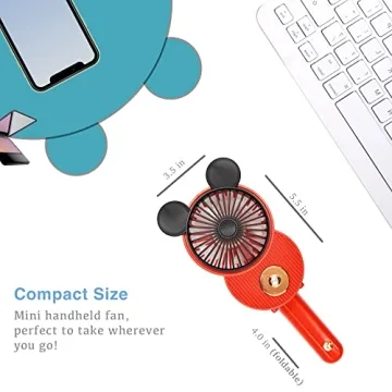 LACOVIA Mickey Mouse Mini Fan - Portable Misting & USB Rechargeable