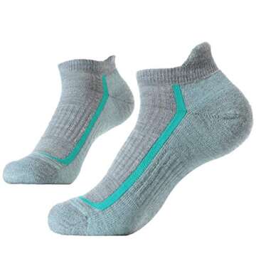 SOLAX 72% Men's and Women's Merino Wool Hiking Socks Outdoor Trail Trekking Cushioned Breathable Low Cut Ankle Socks 3 Pack