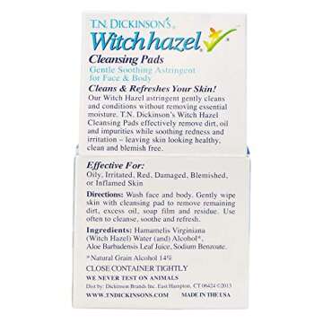 T.N. Dickinson's Witch Hazel Cleansing Pads, 60 Count