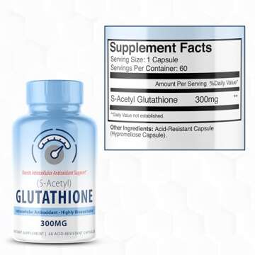 S-Acetyl L-Glutathione 300mg – Acetylated L Glutathione Supplement & Antioxidant Support for Liver...