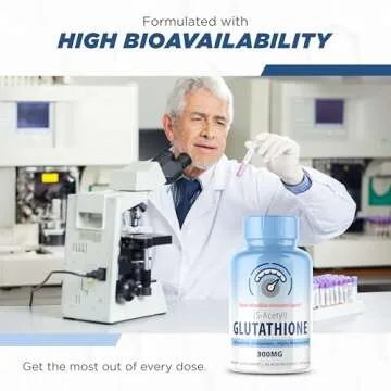 S-Acetyl L-Glutathione 300mg – Acetylated L Glutathione Supplement & Antioxidant Support for Liver & Skin Health – Highly Bioavailable Supplement – 60 Capsules