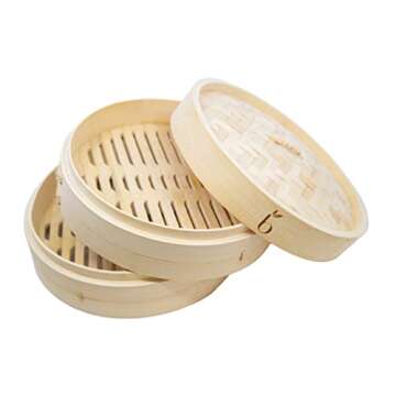 Bam Bamboo BamBamBoo 10 inch Bamboo Steamer Set. Soup Dumpling Kit. DIY Maker. Make Your Own Dumplin...