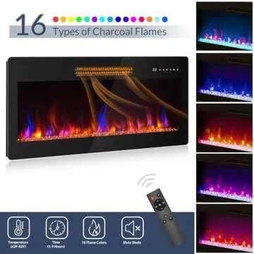 BELLEZE 70" Fireplace TV Stand for TVs Up to 80", LED Light Entertainment Center with 36" Electric Fireplace Heater, Storage Cabinet, Media Console Table for Living Room - Avenue (Black)