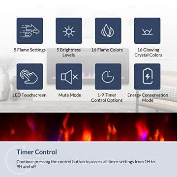 BELLEZE 70" Fireplace TV Stand for TVs Up to 80", LED Light Entertainment Center with 36" Electric Fireplace Heater, Storage Cabinet, Media Console Table for Living Room - Avenue (Black)