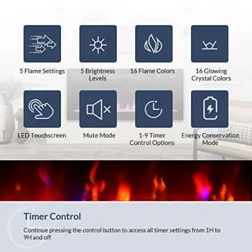 BELLEZE 70" Fireplace TV Stand for TVs Up to 80", LED Light Entertainment Center with 36" Electric Fireplace Heater, Storage Cabinet, Media Console Table for Living Room - Avenue (Black)