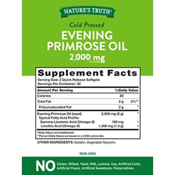 Nature's Truth Evening Primrose Oil Softgels | Cold Pressed | Non-GMO, Gluten Free