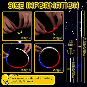 Honoson 22 Inch 8 Inch White Red Blue Glow Stick Bulk, Independence Day Glow Stick Necklaces and Bracelets with Connectors Glow in the Dark Sticks Patriotic Party Favors Decorations (260 Sets)