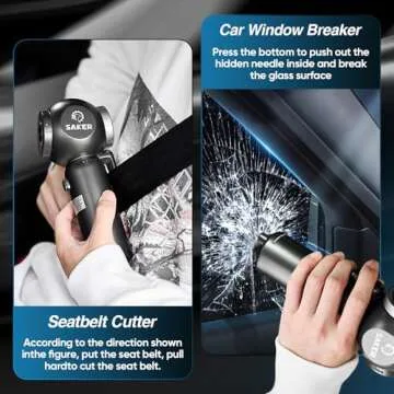 Saker Portable Car Vacuum Cordless 20000PA 6 in 1 Multifunctional Handheld Vacuum 7800mAH with Brushless Motor, Window Breaker and Seatbelt Cutter for Car Home and Office SW-102