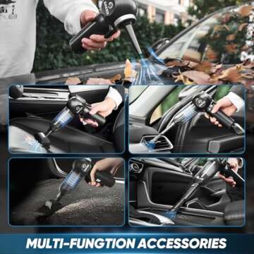 Saker Portable Car Vacuum Cordless 20000PA 6 in 1 Multifunctional Handheld Vacuum 7800mAH with Brushless Motor, Window Breaker and Seatbelt Cutter for Car Home and Office SW-102