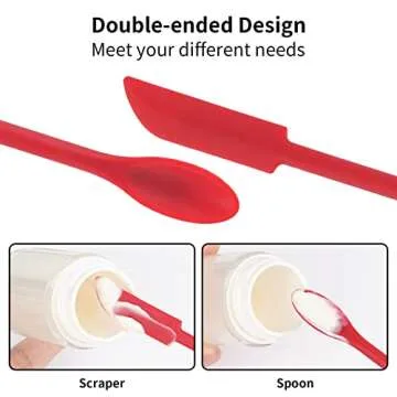 Mini Spatula Silicone Spatula Set - Cuttte 2pcs Small Makeup Scrapers for Cosmetics, Reusable Beauty Tiny Tools, Thin Jar Scraper, Get Last of Makeup Out, Black and Red