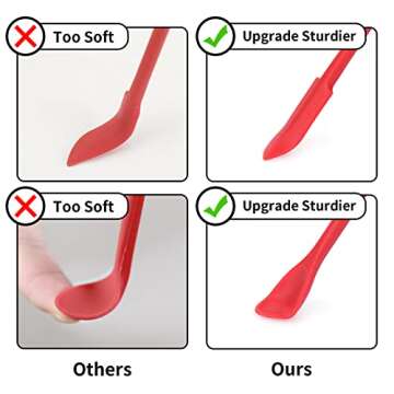 Mini Spatula Silicone Spatula Set - Cuttte 2pcs Small Makeup Scrapers for Cosmetics, Reusable Beauty Tiny Tools, Thin Jar Scraper, Get Last of Makeup Out, Black and Red