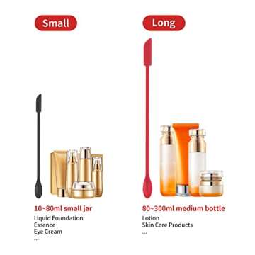 Mini Spatula Silicone Spatula Set - Cuttte 2pcs Small Makeup Scrapers for Cosmetics, Reusable Beauty Tiny Tools, Thin Jar Scraper, Get Last of Makeup Out, Black and Red