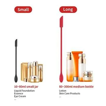 Mini Spatula Silicone Spatula Set - Cuttte 2pcs Small Makeup Scrapers for Cosmetics, Reusable Beauty Tiny Tools, Thin Jar Scraper, Get Last of Makeup Out, Black and Red
