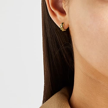 Chunky Gold Hoop Earrings for Women - Elegant Huggies