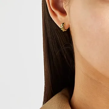 Chunky Gold Hoop Earrings for Women - Elegant Huggies