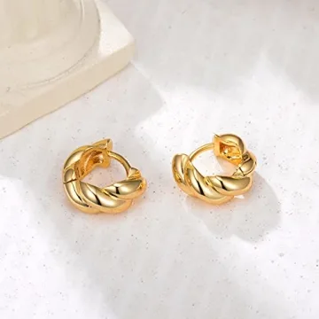 Chunky Gold Hoop Earrings for Women - Elegant Huggies