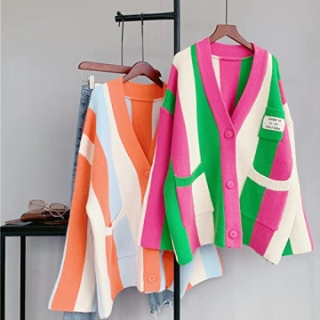 JASCLS Vibrant Oversized Cable Knit Sweater Cardigan For Women