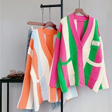 JASCLS Vibrant Oversized Cable Knit Sweater Cardigan For Women