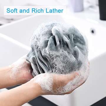 AmazerBath Loofah Sponge 60g/Piece, Exfoliating Bath Sponge Body Scrubber - Loofa Set of 4 Grey Blue...