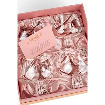 GLASSIQUE CADEAU Venice Goblet Cocktail Glasses for Gin Tonic, Aperol Spritz,Sangria | Modern Glassware Collection | Set of 4 | 17 oz Light Borosilicate Glass Balloons for Home Bar Drinks