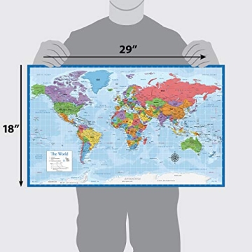 Laminated World and US Map Set - Educational Decor