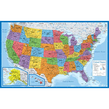 Laminated World and US Map Set - Educational Decor