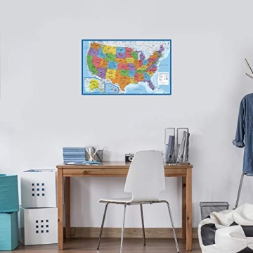 Laminated World and US Map Set - Educational Decor