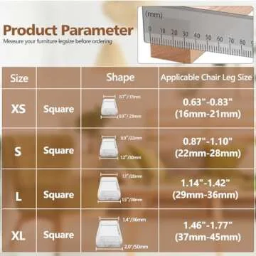 28Pcs Square Chair Leg Floor Protectors with Wrapped Felt Bottom, Silicone Chair Leg Protectors for Hardwood Floors, Chair Legs Cover Prevents Scratches & Reduce Noise (Clear L Fit 1.14"-1.42")