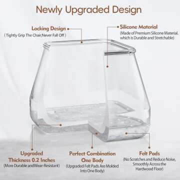 28Pcs Square Chair Leg Floor Protectors with Wrapped Felt Bottom, Silicone Chair Leg Protectors for Hardwood Floors, Chair Legs Cover Prevents Scratches & Reduce Noise (Clear L Fit 1.14"-1.42")