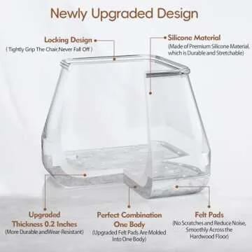 28Pcs Square Chair Leg Floor Protectors with Wrapped Felt Bottom, Silicone Chair Leg Protectors for Hardwood Floors, Chair Legs Cover Prevents Scratches & Reduce Noise (Clear L Fit 1.14"-1.42")