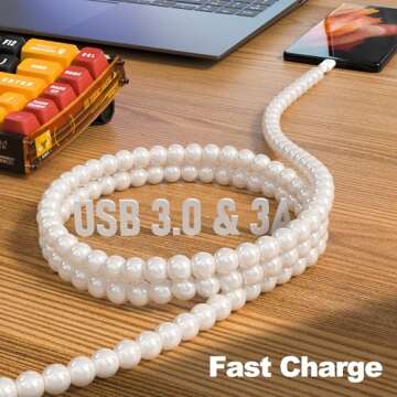 USB to USB C Cable for iPhone 16 Charging Cord 3.3FT Beaded Pearls iPhone Charger Cord for iPhone 16...