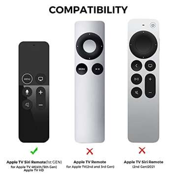AhaStyle Protective Case for Apple TV Siri Remote with AirTag Holder, Anti Slip Silicone Cover Compa...