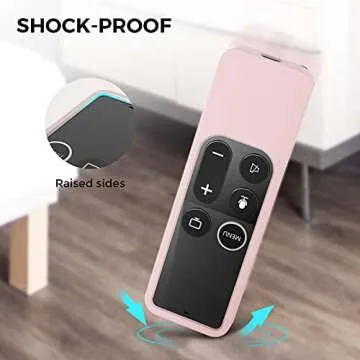 AhaStyle Protective Case for Apple TV Siri Remote with AirTag Holder, Anti Slip Silicone Cover Compatible with 2017 Apple TV 4K [1st Generation] and 2016 Apple TV HD (Pink)