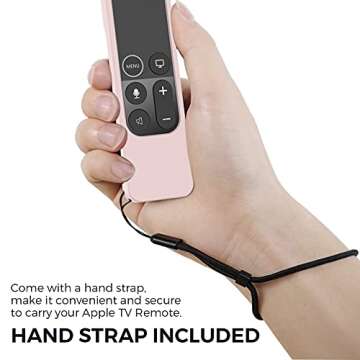 AhaStyle Protective Case for Apple TV Siri Remote with AirTag Holder, Anti Slip Silicone Cover Compatible with 2017 Apple TV 4K [1st Generation] and 2016 Apple TV HD (Pink)