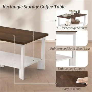 Cozyman Walnut Coffee Table Elegant Design for Home