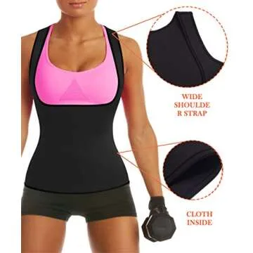 Rolewpy Women Sweat Neoprene Waist Trainer Hot Slimming Sauna Vest Tummy Control Body Shaper for Weight Loss