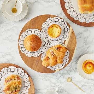 Juvale Round White Paper Doilies Assorted Sizes for Cake, Food, Dessert - Lace Paper Placemats for C...