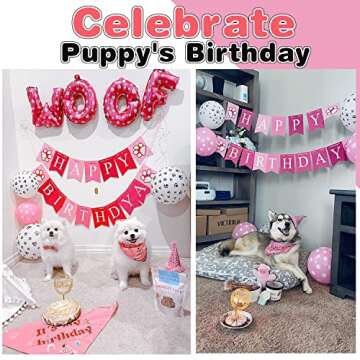 Dog Birthday Party Supplies - Dog Girl Birthday Bandanas Set with Dog Birthday Hat, Scarf, Birthday ...