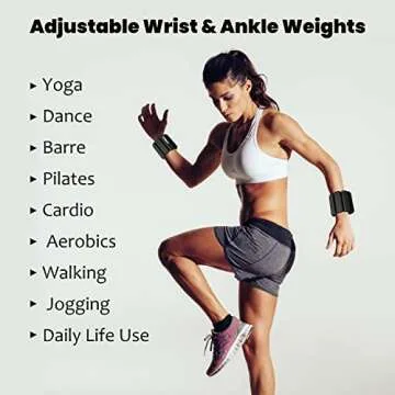 TOPESCT Adjustable Wrist Weights - Set of 2 (1lb Each) | Wearable Wrist & Ankle Weights Bracelet for Yoga, Dance, Barre, Pilates, Cardio, Aerobics, Walking (1lb/each, Black)