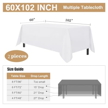 Sancua 2 Pack White Tablecloth - Stain Resistant