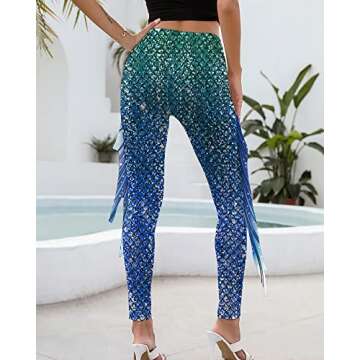 Mermaid Yoga Leggings for Women Plus Size Halloween Comfort