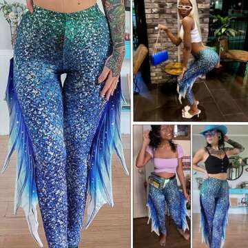Mermaid Yoga Leggings for Women Plus Size Halloween Comfort