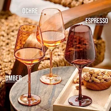 Hand-Blown Colored Wine Glasses Set of 6 - Venus Collection